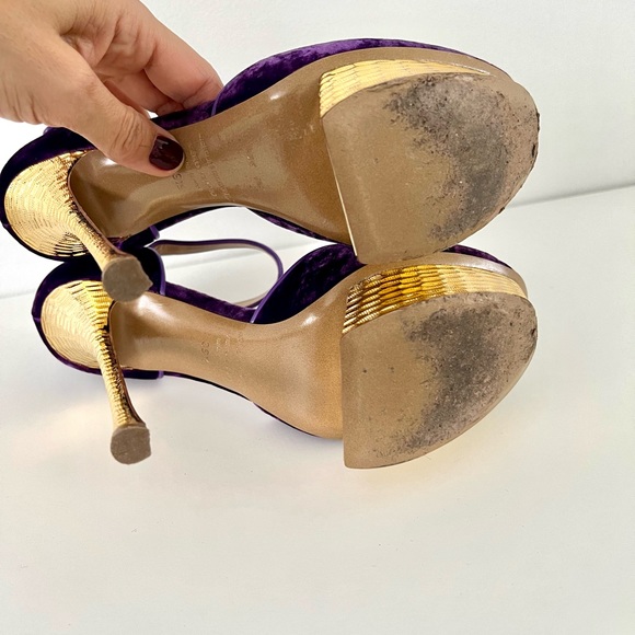Nicholas Kirkwood purple velvet , with metallic gold heels - Picture 9 of 9